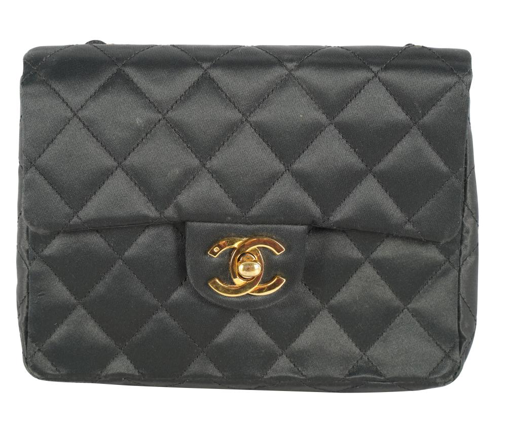 Appraisal: CHANEL SATIN MINI CLASSIC FLAPserial no circa - gold-tone two