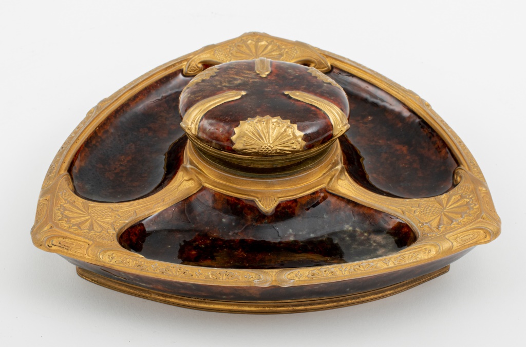 Appraisal: ALPHONSE ADOLPHE LAMARRE ART NOUVEAU INKWELL Alphonse Adolphe Lamarre French