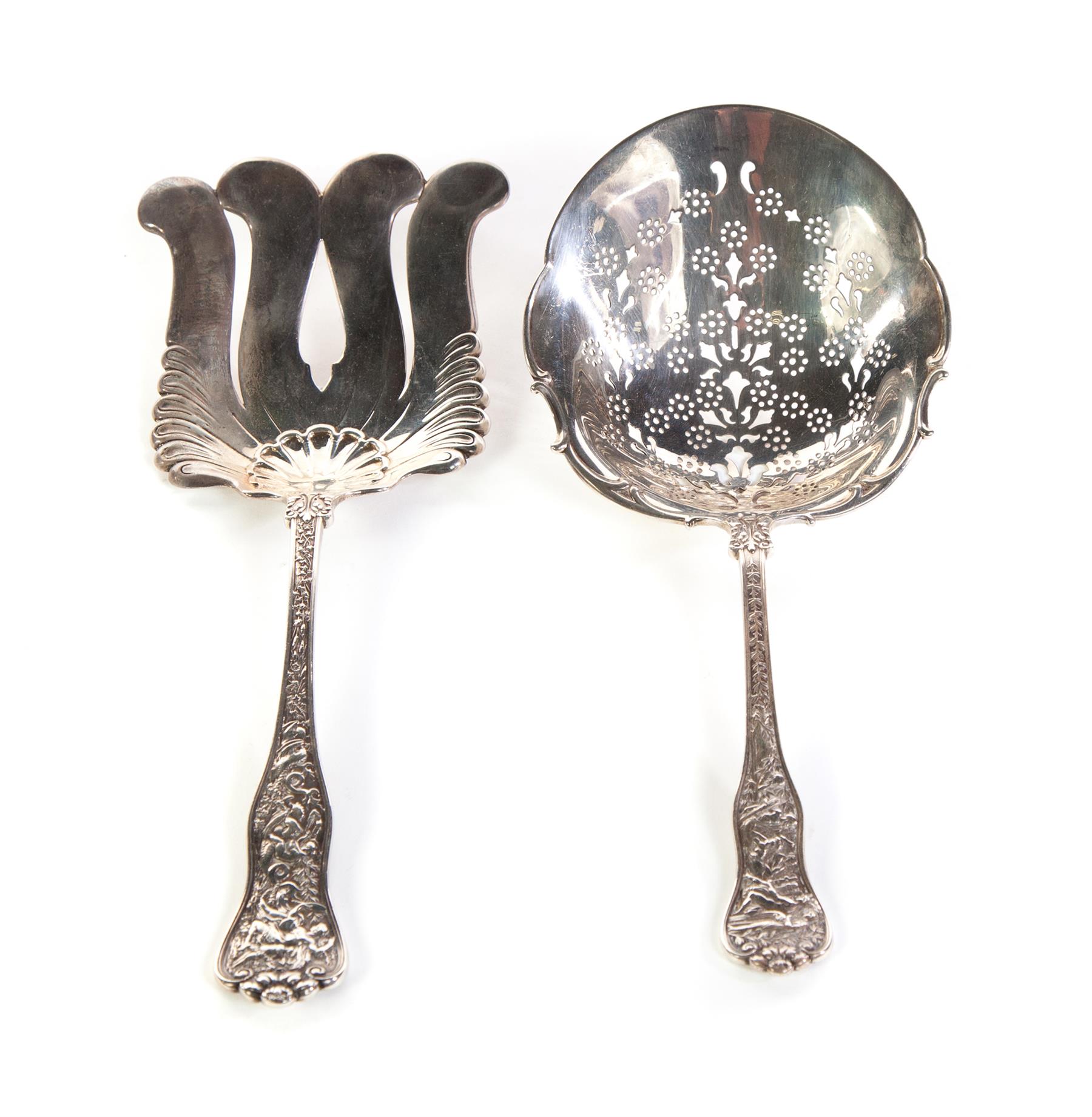 Appraisal: TWO SERVING PIECES OF TIFFANY OLYMPIAN PATTERN American patented Asparagus