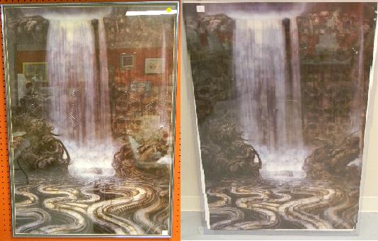 Appraisal: H R Giger lithograph ''Cataract'' or Katarakt waterfall scene signed