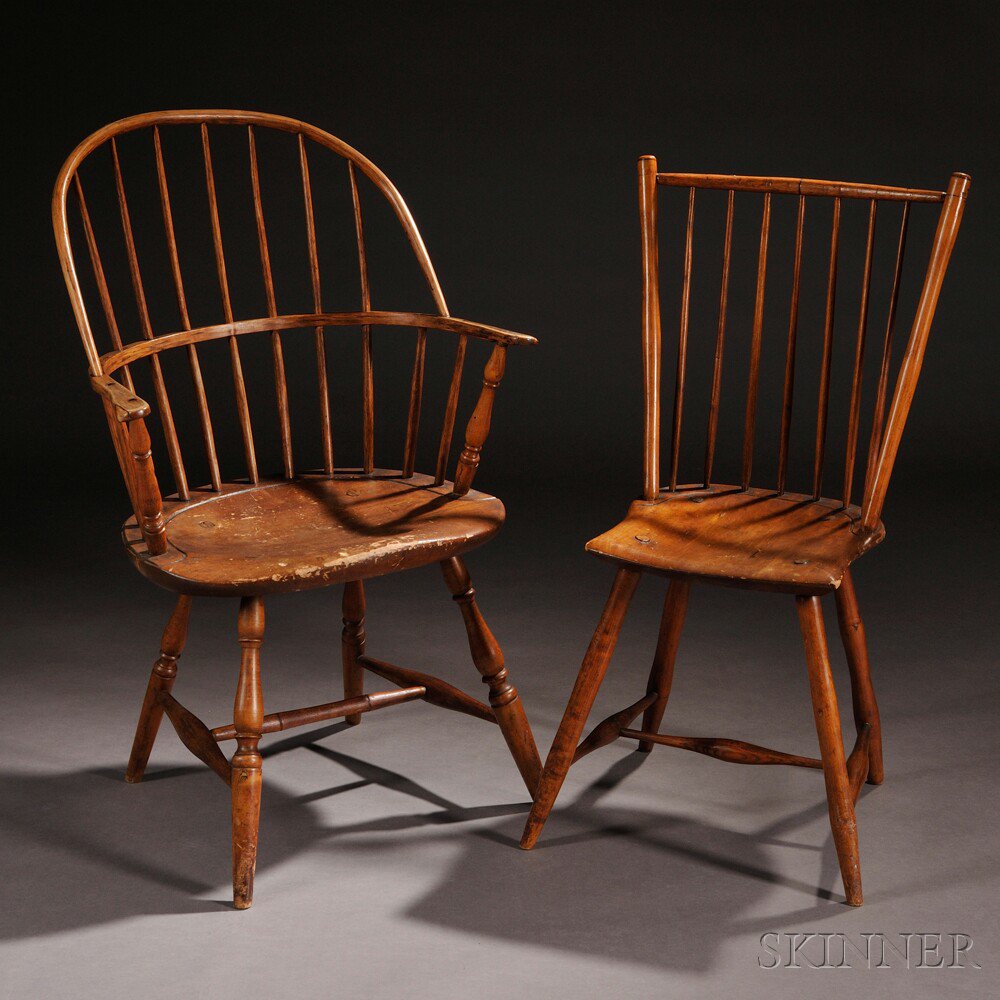 Appraisal: Two Windsor Chairs America th and th century a sack-back