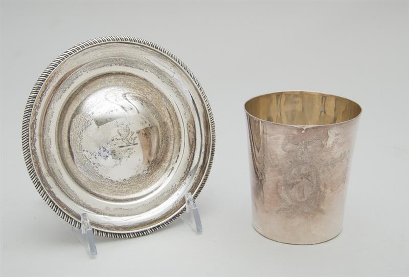 Appraisal: GEORGE III SILVER ARMORIAL CUP AND A GEORGE III SILVER