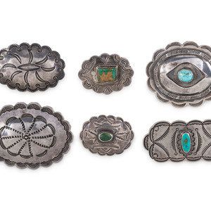 Appraisal: Navajo Stamped Silver Pins Brooches second quarter th century lot