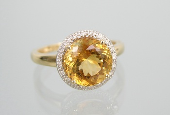 Appraisal: A Ladies' Citrine and Diamond Ring k yellow gold ring