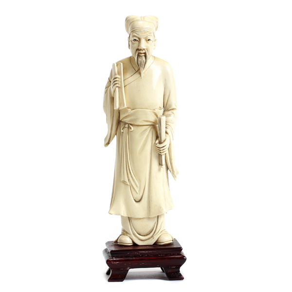 Appraisal: Antique Chinese carved ivory figure of a scholar attached on