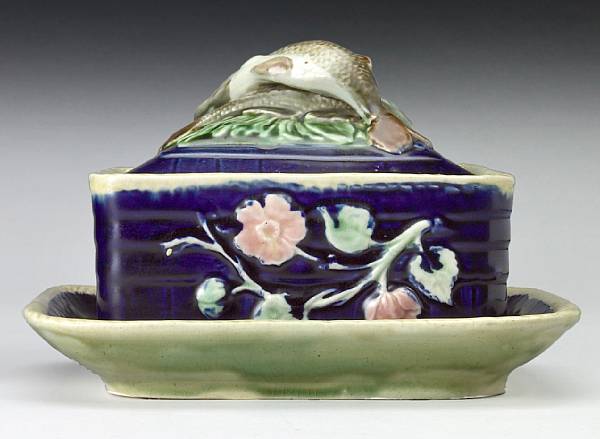 Appraisal: A Continental majolica sardine dish and cover late th century