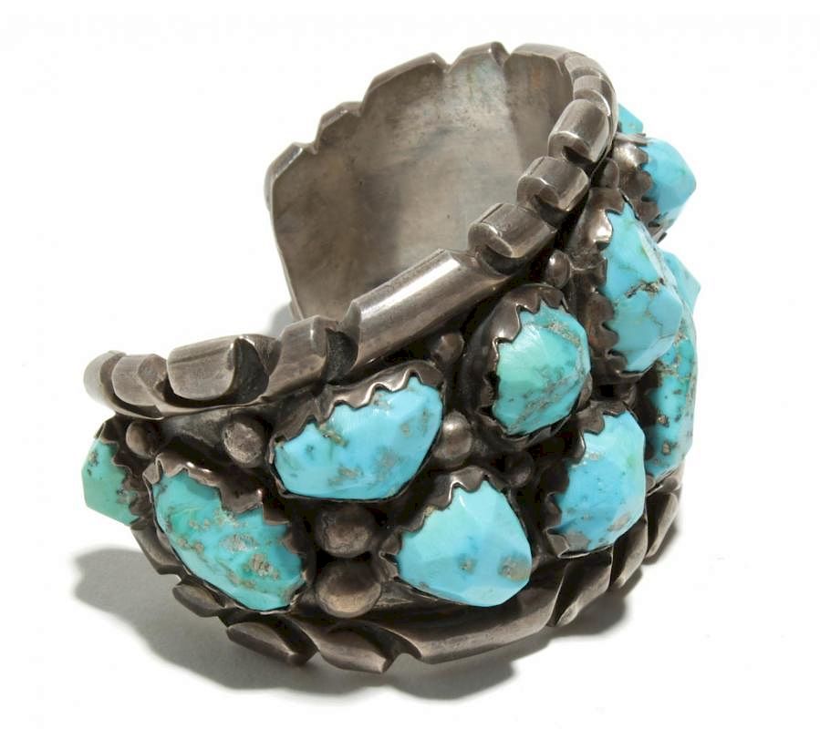 Appraisal: Wayne Cheama Zuni Silver Turquoise Cuff Bracelet Wayne Cheama Native