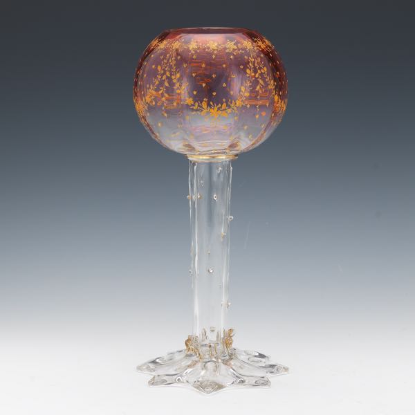 Appraisal: A MOSER CRANBERRY SHADING TO CLEAR OPTIC GLASS VASE Cranberry