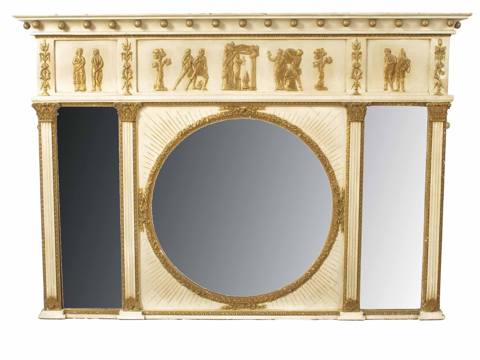 Appraisal: An Edwardian cream and gilt decorated overmantel mirror