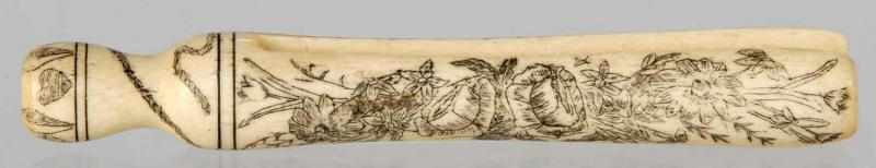 Appraisal: Ivory Scrimshaw Clothespin Description One side of clothespin depicts ships