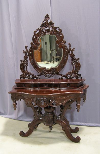 Appraisal: Rococo Victorian Style Dressing Table Red mahogany wood with oval