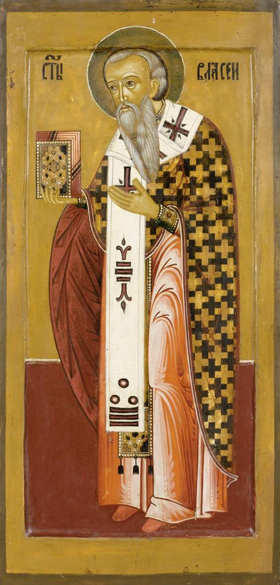 Appraisal: RUSSIAN SCHOOL TH CENTURY Saint Vlasei Tempera x cm