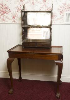 Appraisal: Mahogany Table together with Mahogany Whatnot Shelf H x W