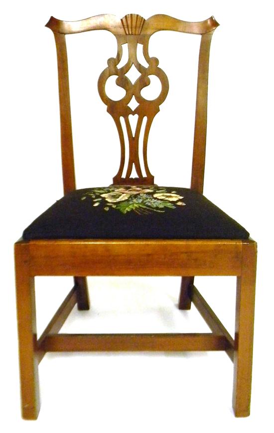 Appraisal: Side chair Connecticut Chippendale c cherry with shell carved crest