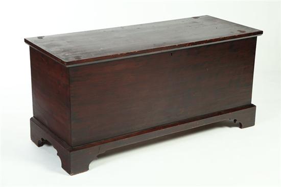 Appraisal: DECORATED BLANKET CHEST Pennsylvania th century poplar Bracket feet dovetailed