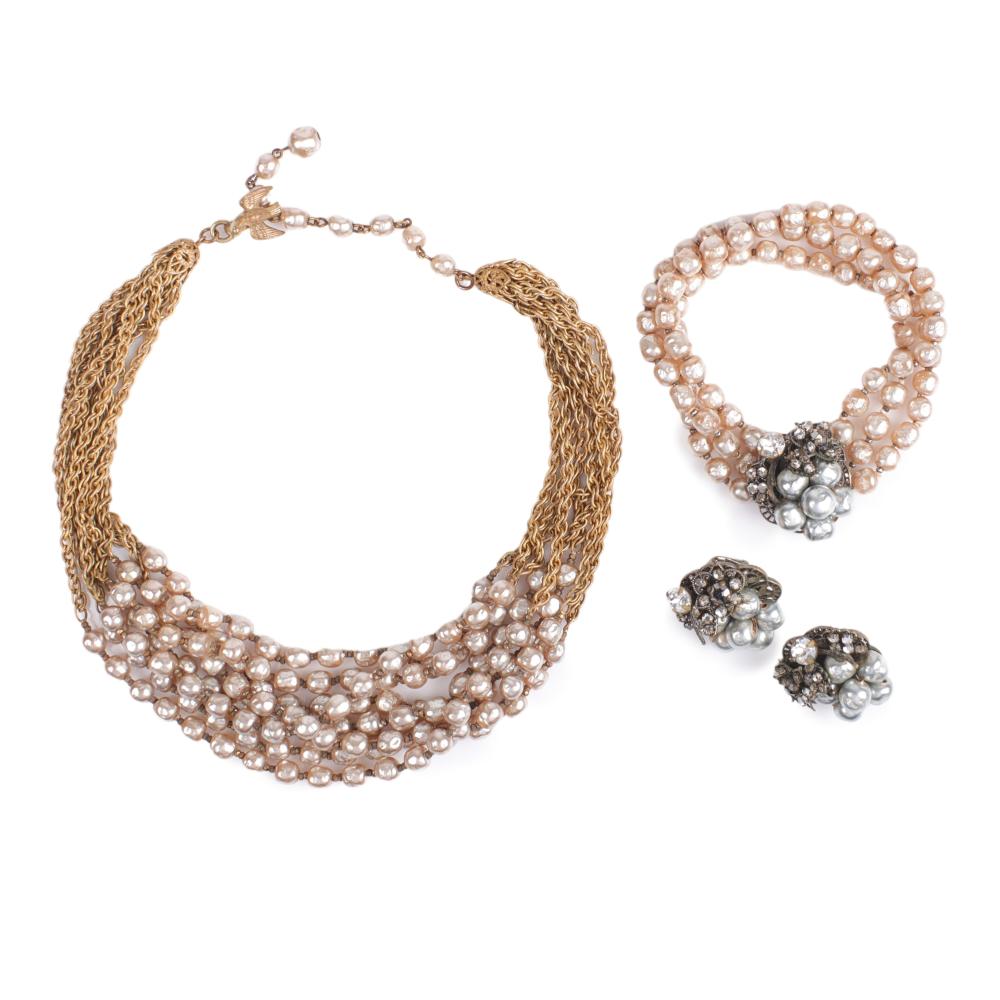 Appraisal: MIRIAM HASKELL FAUX PEARL PC MULTI STRAND FAUX PEARL AND