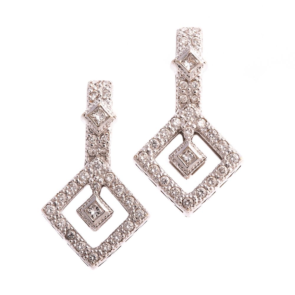 Appraisal: A Pair of Diamond Earrings in Gold K white gold