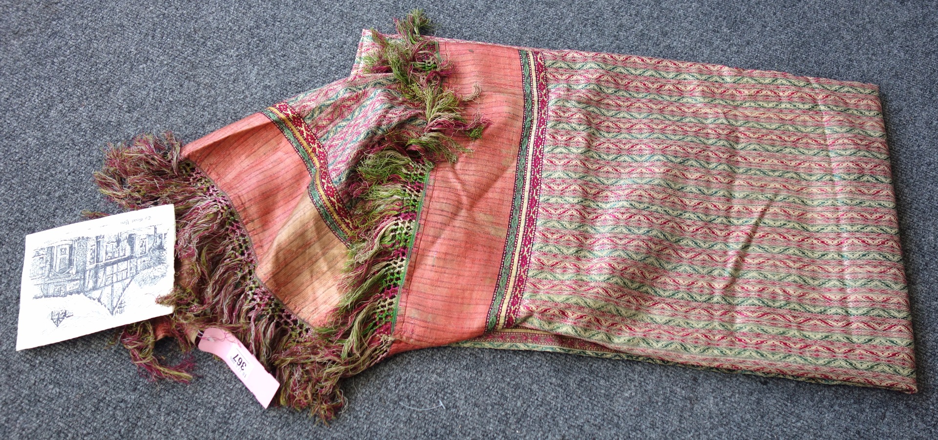 Appraisal: A silk sari or shawl th century striped woven decoration