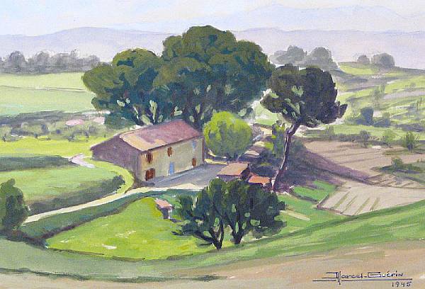 Appraisal: Marcel Gu rin th century A landscape with a farmhouse