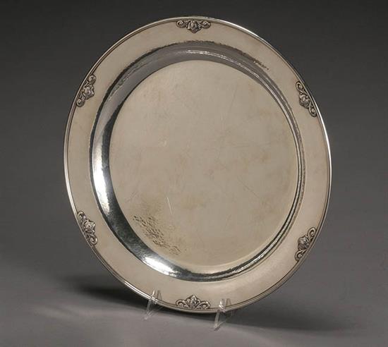 Appraisal: Georg Jensen Sterling Circular Tray Acorn Pattern Designed Circa by