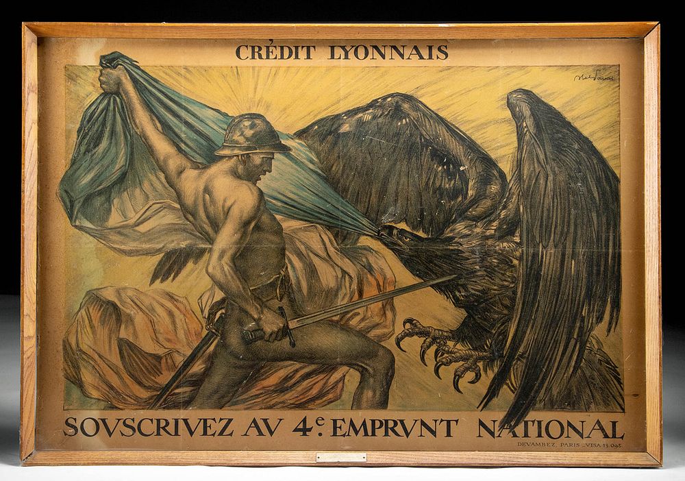 Appraisal: Framed WWI French Color Lithograph Poster by Faivre Artist Jules-Abel