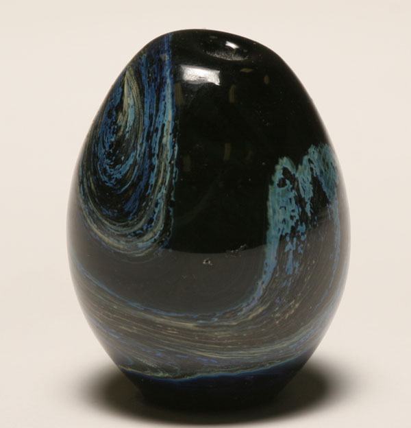 Appraisal: Blue studio glass egg paperweight Signed Lotton H