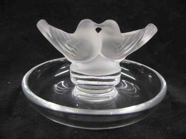 Appraisal: Lalique French Crystal Figural Pin Dish lovebirds signed '' tall