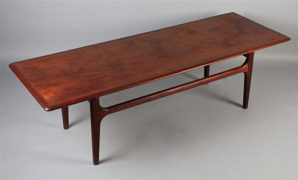 Appraisal: DANISH MODERN TEAK COFFEE TABLE banded edge to top resting