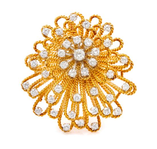 Appraisal: Sale Lot A Yellow Gold and Diamond Brooch Circa in