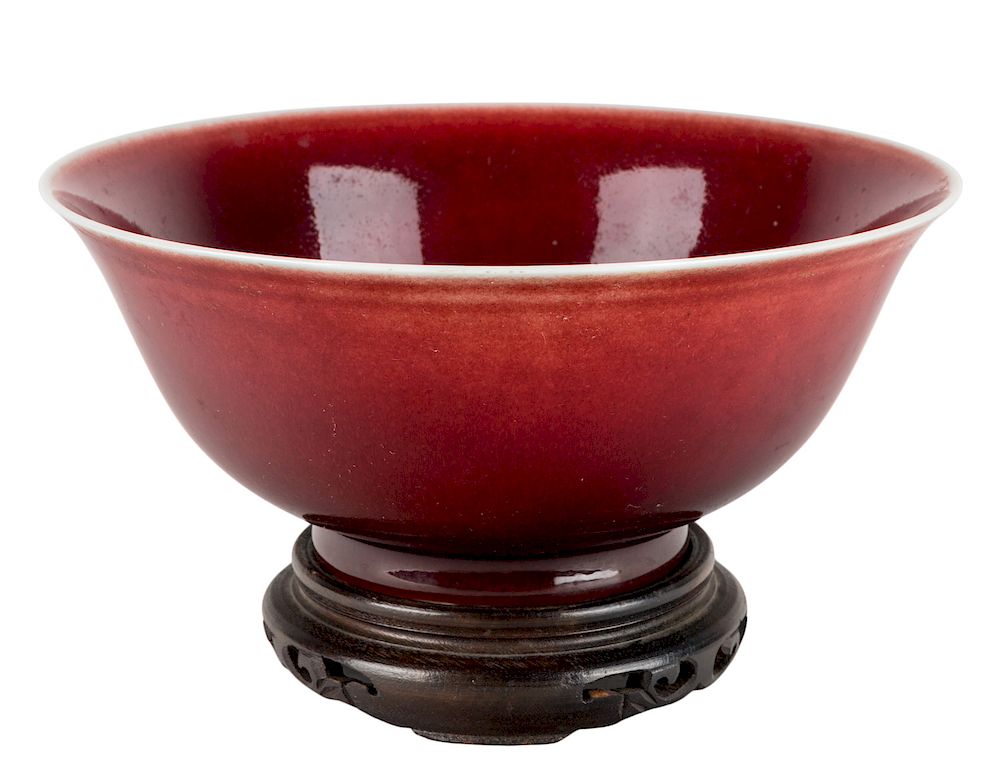 Appraisal: A CHINESE LANGYAO BOWL WITH WOODEN STAND TH CENTURY A