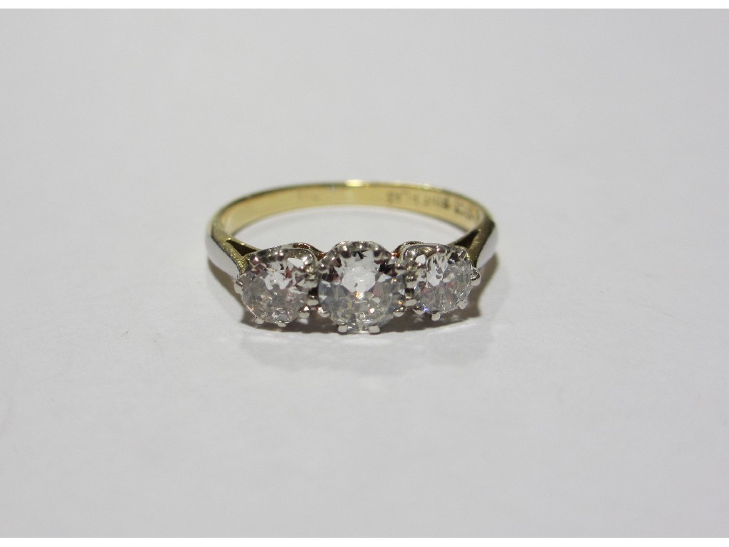 Appraisal: Eighteen carat gold and platinum diamond three stone ring with