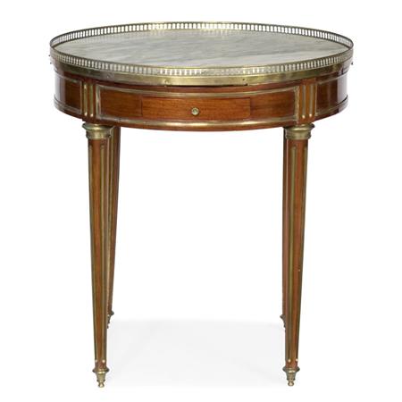 Appraisal: Louis XVI Style Brass Bound Mahogany Bouillotte Table Estimate -