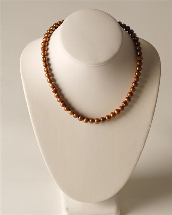 Appraisal: A Chocolate Freshwater Pearl Necklace long with a gold filled