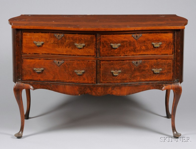 Appraisal: Italian Rococo Inlaid Walnut Chest of Drawers th century with