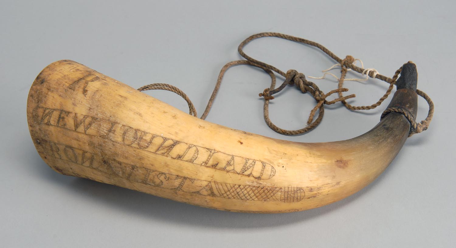 Appraisal: POWDER HORN Engraved Newfoundland C Bonavista Aprial sic Richard Rolles