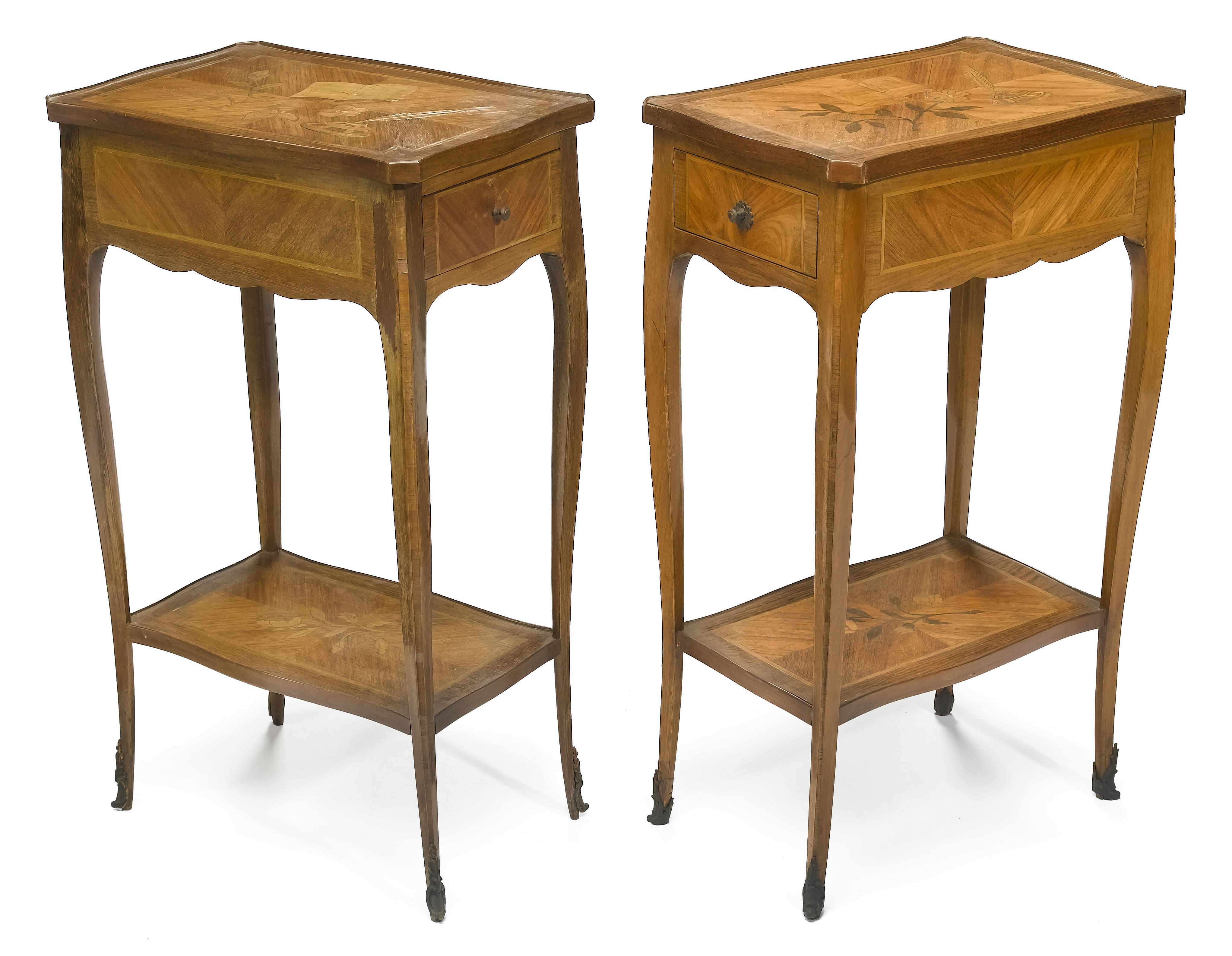 Appraisal: A pair of Louis XV XVI transitional style marquetry inlaid