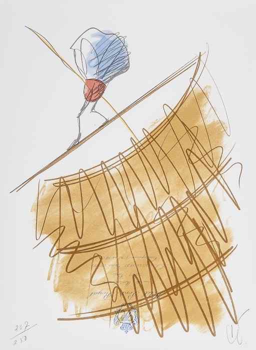 Appraisal: Claes Oldenburg b Shuttlecock on a High Wire lithograph printed