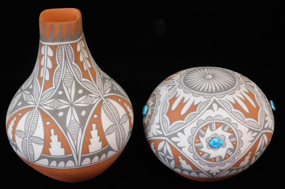 Appraisal: Jemez Pueblo pottery by Mary Small b two pieces vase