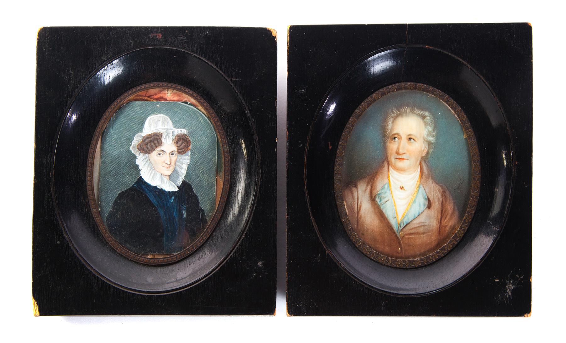 Appraisal: TWO MINIATURE PORTRAITS Probably England late th-early th century Gentleman