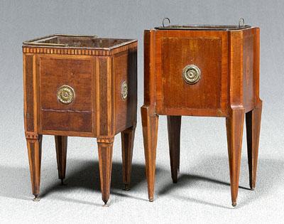 Appraisal: Two similar French inlaid planters each with mixed exotic wood