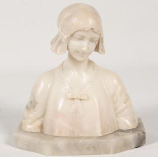 Appraisal: ALABASTER BUST OF YOUNG GIRL ALABASTER BUST OF YOUNG GIRL