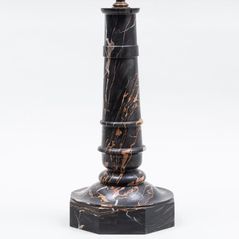 Appraisal: Large Black Porto Marble Columnar Form Lamp in to top