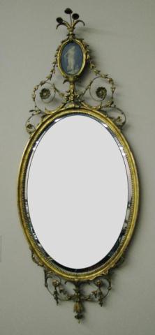 Appraisal: Antique French oval wall mirror gesso and gold gilt h