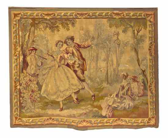 Appraisal: A Continental Wool Tapestry th century depicting two courting couples