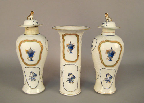 Appraisal: Chinese export porcelain three piece garniture set ca with blue