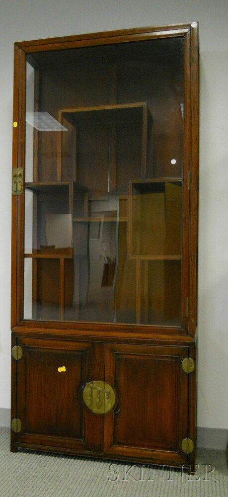 Appraisal: Glazed Display Cabinet China th century hardwood lower section with