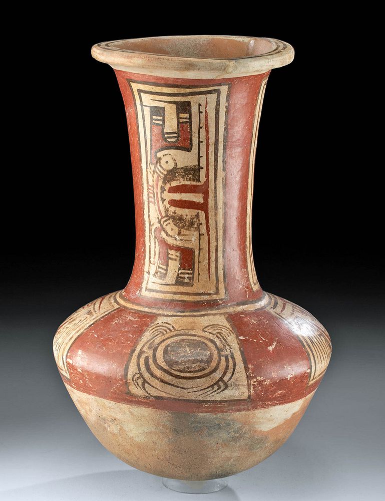 Appraisal: Large Cocle Polychrome Vase w Abstract Zoomorphs Pre-Columbian Central America