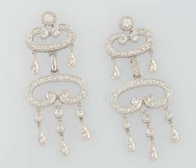 Appraisal: A Pair of k Gold and Diamond Chandelier Earrings k