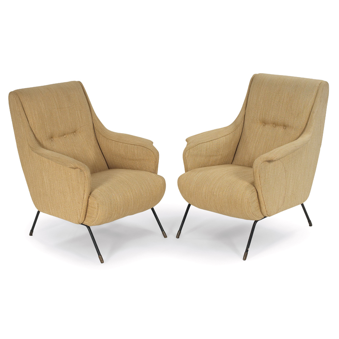 Appraisal: Midcentury Italian lounge chairs pair in the style of Zanuso