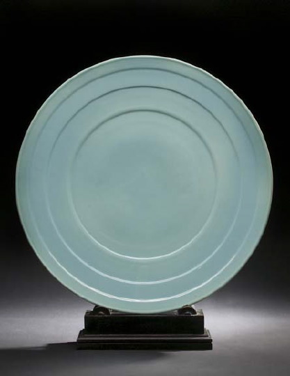 Appraisal: Monumental Catalina Blue -Glazed Pottery Charger attributed to the Bauer